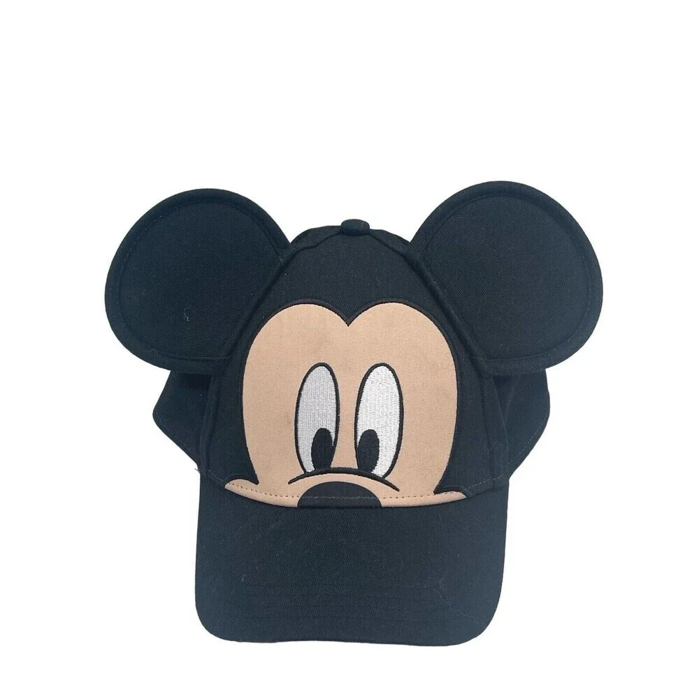 Mickey Mouse Face and Ears Youth Sized Adjustable Hat Black